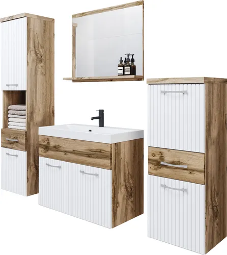 Minio, Badezimmer, Badmöbel 4-Teilig Set