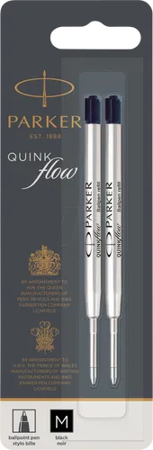 Parker Kugelschreiberminen - 2 Ersatzminen mit mittlerer Spitze, QUINKflow Tinte für geschmeidiges Schreiben und Dokumentenechtheit