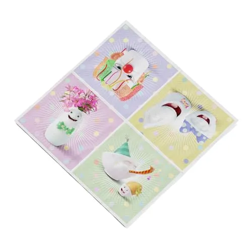 FIFTYEIGHT PRODUCTS/Cocktail - Servietten „Happy Happy“ (1 Päckchen á 20 Stück, Format offen: 25 cm x 25 cm, Weiß auf Rosa, Lila, Grün & Gelb-, 100% Made in Germany)