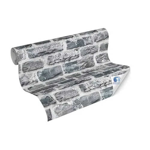 living walls Vliestapete DesignDrop Stein Mustertapete Grau Schwarz - Strukturierte Vliestapete in 3D-Optik, ideal für Schlafzimmer und Wohnzimmer, leicht zu verarbeiten und rückstandslos abziehbar.