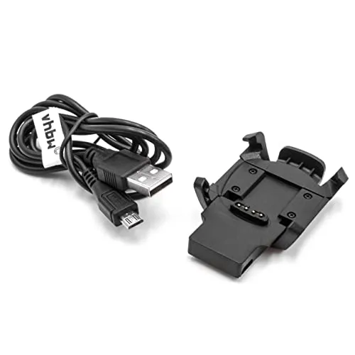 vhbw USB Ladekabel kompatibel mit Garmin Descent MK1 Smartwatch Fitnesstracker - Ladestation Schwarz, 100 cm