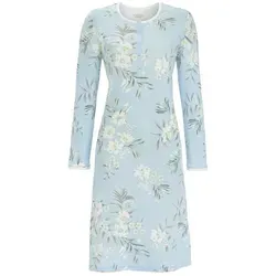 Ringella Nachthemd mit Blumendessin und Knopfleiste blau 44