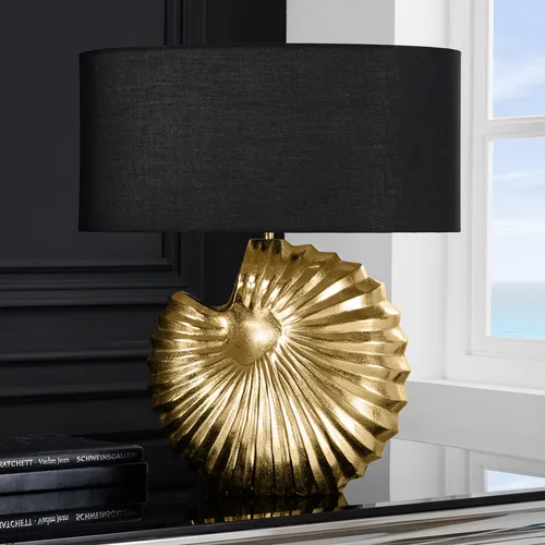 Riess-Ambiente Tischleuchte SHELL 60cm in Gold/Schwarz - Stylische Tischlampe mit einzigartigem Muschel-Design, sorgt für gemütliches Licht und setzt Akzente in jedem Raum. Ideal für Wohnzimmer, Schlafzimmer oder Flur.