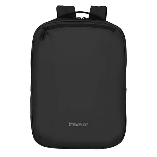 Travelite Handgepäck Rucksack - Wasserabweisender 13 Zoll Laptop-Rucksack mit Trolley Sleeve, ideal für Reisen und Alltag, 40 cm, 12 Liter, Schwarz