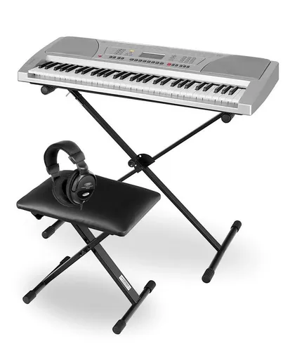 FunKey 61 SL Keyboard Mega Kit silber - Keyboards - Lern- und Schülerinstrument mit 61 Tasten, 100 Sounds und Begleitautomatik, inklusive Ständer, Bank und Kopfhörer für ein komplettes Musikerlebnis.