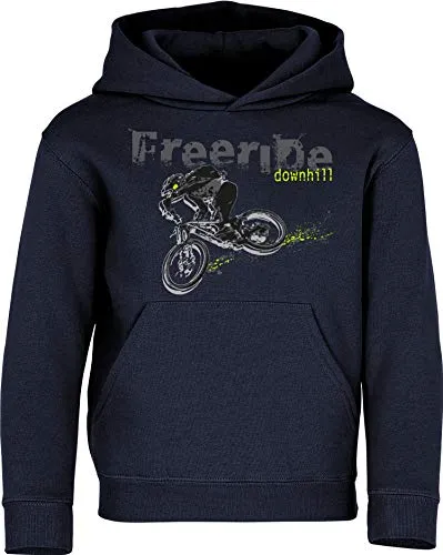Baddery Fahrrad Pullover Kinder : Freeride Downhill - Sport Hoodie für Jungen und Mädchen - Outdoor Pulli Mountain Bike (Navy 152)