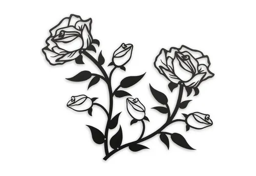 Große Rosen Blumen Wanddekoration 38cm Schwarz Metall Kunst-Ornament - Elegante Metallwanddekoration in Form von Rosen – ein stilvolles Highlight für jedes Zuhause. Robustes Design aus verzinktem Stahl mit Pulverbeschichtung sorgt für Langlebigkeit und einfache Montage. Ideal für Wohnzimmer, Schlafzimmer und Büro.