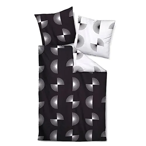 Janine Mako-Satin Bettwäsche J. D. 240x220 cm + 2X 80x80 cm schwarz - Bettwäsche-Sets aus feinfädiger, hautsympathischer Mako-Baumwolle, mercerisiert und pflegeleicht. Ideal für Wasserbetten, mit erstklassiger Atelierkonfektion und Ökotex-Zertifikat.