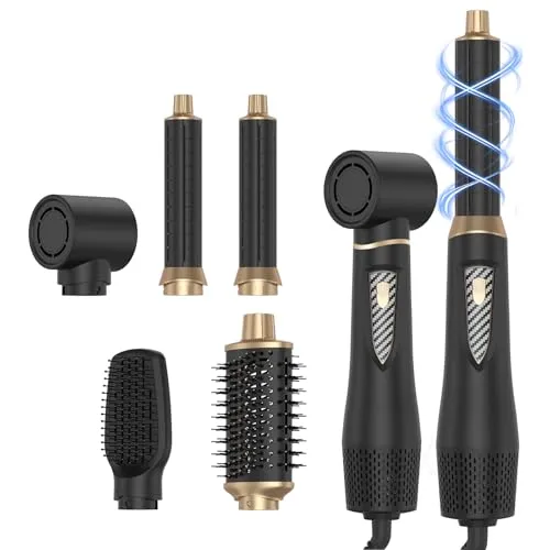 in 1 Hairstyler Warmluftbürste Set 1000W Rundbürstenföhn Multifunktionaler Haarstyler Air Styler mit Automatisch Lockenstab, Glätten, Negativ Lonen Trocknen 5