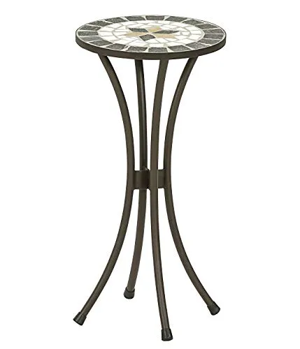 Dehner Blumenständer Diana mit Mosaik - Wetterbeständiger Blumentisch aus Stahl und Stein, dekorativ mit einem einzigartigen Stern-Mosaik, ideal für Garten oder Balkon.