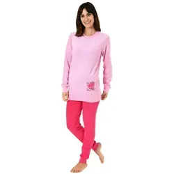 Normann Damen Frottee Pyjama mit Herz Motiv - Bequemer langarm Schlafanzug in Rosa, ideal für gemütliche Nächte. Hergestellt aus 80% Baumwolle, sorgt für hohen Tragekomfort.