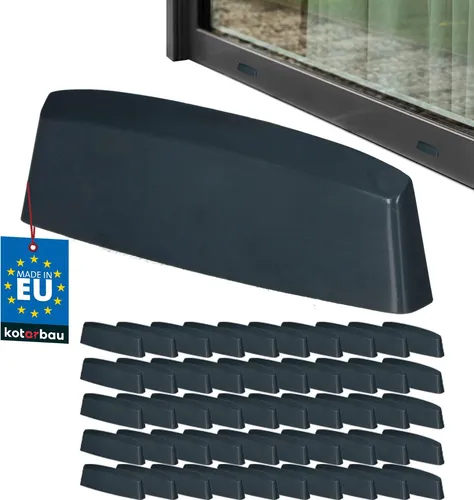 KOTARBAU® 50er Set Wasserschlitzkappen Fensterabflusslochkappen 36 mm ASA-Kunststoff Anthrazit Fensterentwässerung Entwässerung Fenster PVC Schutz Abdeckung
