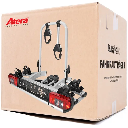 Atera Strada DL 2 Fahrradträger für 2 Fahrräder - Fahrradträger für Anhängerkupplung, abnehmbar und mit Anti-Diebstahlschloss. Ideal für Elektrobikes und bis 47 kg Traglast.