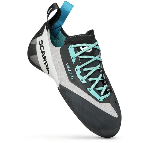 Scarpa Veloce Lace Woman 42.0, LightGray-Maldive - Damen-Kletterschuhe mit exzellentem Grip dank S72 Rubber und DTS Tension System, ideal für anspruchsvolle Klettererinnen.