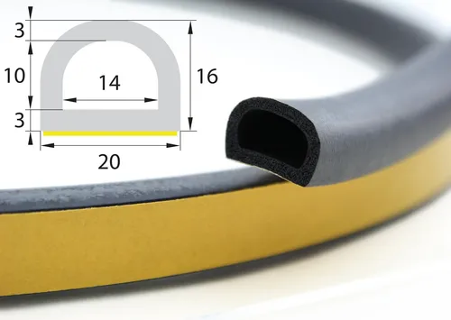 EPDM Moosgummi D-Profil Dichtung für Türen und Fenster - Wetterfeste Fensterdichtung, selbstklebend und einfach zu installieren, ideal für Energieeinsparung und Schutz vor Zugluft