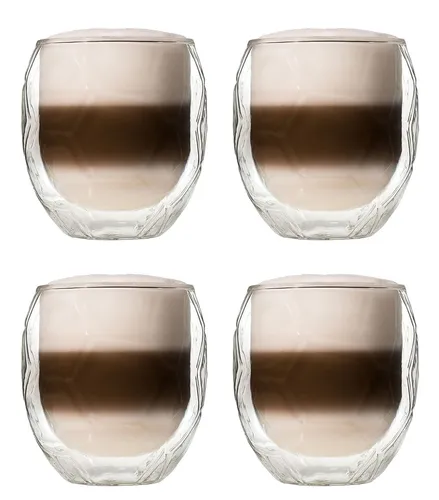 4er Set Latte Macchiato Glas Fußball 350ml von Feelino