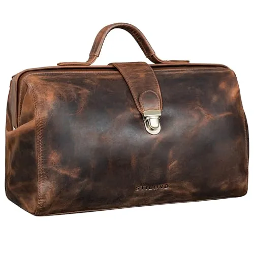 STILORD 'Percy' Arzttasche Leder Vintage - Arztkoffer für stilbewusste Mediziner - Aktentaschen aus echtem Rindsleder im 50er-Jahre-Stil, ideal für Ärzte und Medizinstudenten. Mit praktischen Fächern für optimale Organisation und sicherem Stand.