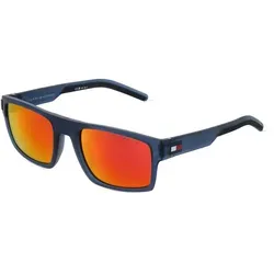 Tommy Hilfiger Eyewear TH 1977/S Herren-Sonnenbrille - Sonnenbrillen für Herren mit blauem Kunststoff-Gestell und rot getönten Gläsern, ideal für einen trendigen Look im Sommer.