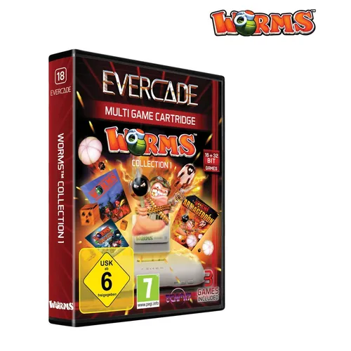 Evercade Cartridge 18: Worms Collection 1 - PC- & Videospiele, enthält beliebte Titel wie Worms und Worms Armageddon, ideal für Multiplayer-Spaß und strategische Herausforderungen!