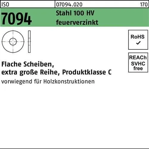 Reyher Scheiben ISO 7094 Stahl 8 feuervz tZn (100 Stück)