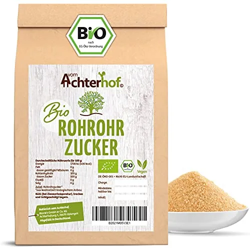 Rohrohrzucker BIO 500g | Zucker aus kontrolliert biologischem Anbau | süß und lecker mit leicht malzigem Geschmack | angebaut in Südamerika | ideal zum Süßen von Speisen und Getränken | vom Achterhof