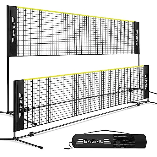 BAGAIL Badmintonnetz: Faltbares Sportnetz mit höhenverstellbarem Ständer - Badmintonnetze & -garnituren, leicht auf- und abbaubar in nur 3 Minuten, ideal für Tennis, Badminton oder Volleyball – perfekt für drinnen und draußen!