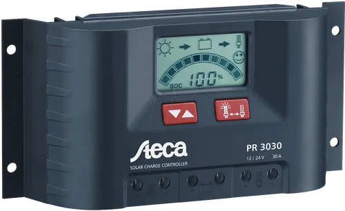 Steca Solarladeregler PR 3030 schwarz - Effizienter Solarladeregler für Wohnmobile und Gartenhäuser, mit 30A Laststrom und IP31 Schutz. Ideal für nachhaltige Energieversorgung.