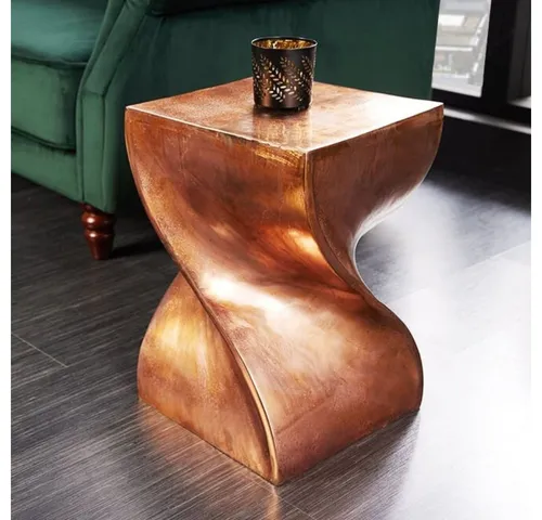 LebensWohnArt Couchtisch Design Beistelltisch GIRO Aluminium 45cm Kupfer - Eleganter Beistelltisch aus handgefertigtem Aluminium, ideal für Wohnzimmer oder Schlafzimmer. Jedes Stück ist ein Unikat mit polierter Oberfläche, das extravaganten Flair verleiht.