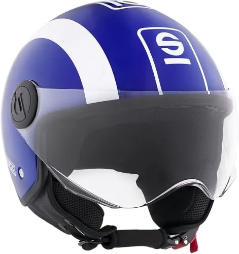 Sparco Demi-Jet Motorradhelm mit ABS-Schale, Größe XL, Blau und Weiß
