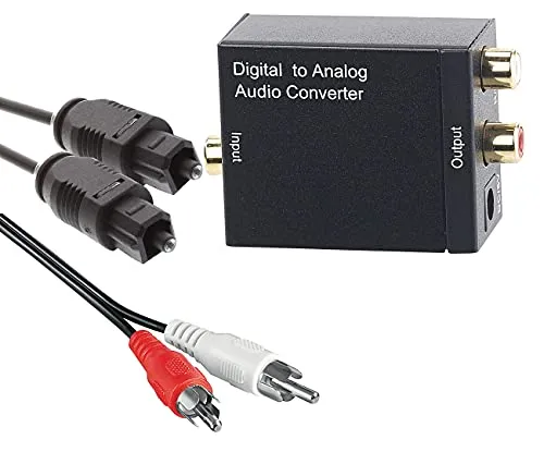 auvisio Digital analog Wandler: Audio-Konverter Digital (Toslink/Koaxial) zu Analog (Cinch) mit Kabel (optisches Kabel auf Cinch, Audio Converter, Audioausgang optisch auf Klinke)