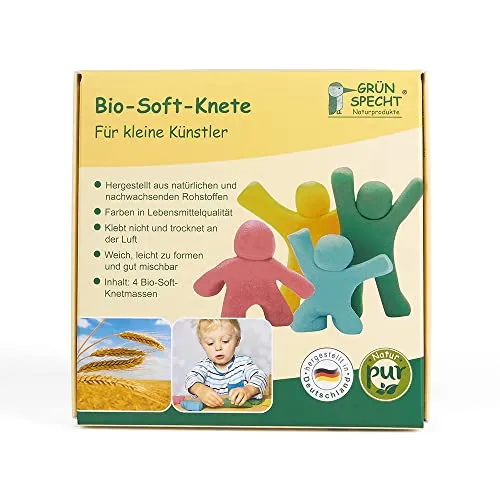 GRÜNSPECHT Knete 680-00, Bio-Soft-Knete für kreative Kinder - Knete für Kinder ab 2 Jahren, aus natürlichen Rohstoffen, vegan und farbig sortiert. Fördert Kreativität und Feinmotorik. Made in Germany.