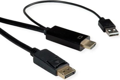 ROTRONIC-SECOMP Roline HDMI zu DisplayPort Kabel - Kabeladapter für 4K 60 Hz Videoübertragung, 2 m lang, abgeschirmt und ideal für hochauflösende Displays.