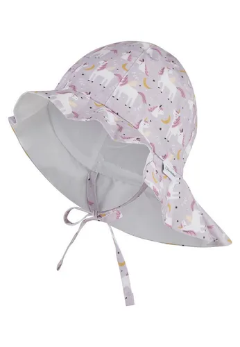Sterntaler® Sonnenhut 50+ Sonnenhut Einhörner (1-St) Popeline-Sonnenhut mit Einhörnern, Größenband, Band, Schutz, Bio