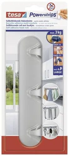 tesa POWERSTRIPS Hakenleiste Chrom Inhalt: 1 St.