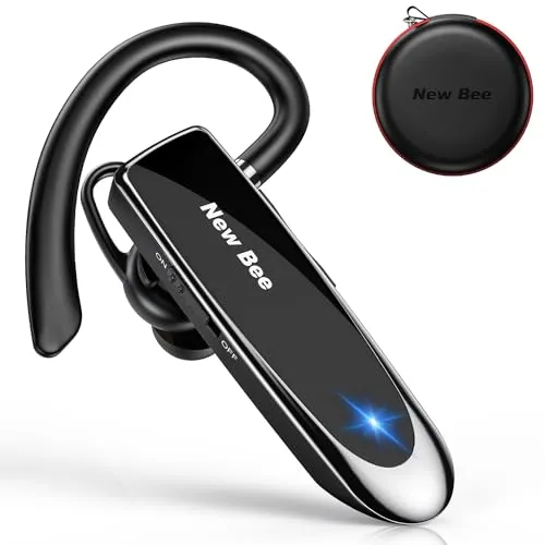 New bee Bluetooth Headset, Wireless Freisprechen mit Clear Voice Capture Technologie - Bluetooth-Headset für ein Ohr, ideal für Fahrer und Geschäftsleute, mit 22 Stunden Musikwiedergabe und CVC 6.0 Rauschunterdrückung für klare Gespräche.