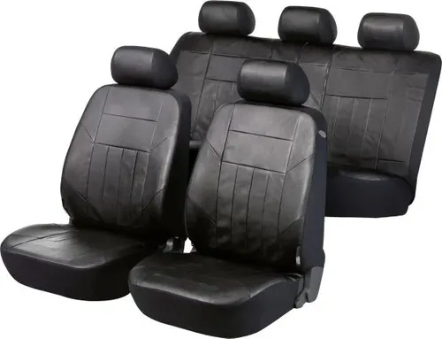 Walser Autositzbezug Soft Nappa schwarz – 17-teiliges Set aus Kunstleder - Hochwertiger Sitzbezug in Schwarz, ideal für den Schutz und die individuelle Gestaltung Ihrer Autositze. Perfekte Passform für eine einfache Montage.