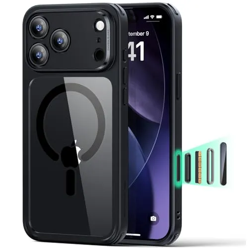 ESR für iPhone 17 Pro Max Hülle mit Kamerasteuerung Capture Button, Kompatibel mit Magsafe, Handyhülle für iPhone 17 Pro Max Case, Anti-Vergilbung, Zertifizierter Militärschutz, C-Klares Schwarz