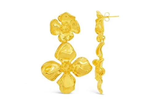 Ars-Argenti Paar Ohrhänger Exklusive Statement Ohrringe - Ohrhänger aus 925 Sterling Silber, doppelt vergoldet mit 18K, hypoallergen und wasserfest. Langlebiger Echtschmuck im gehämmerten Look, inspiriert von internationalen Metropolen.