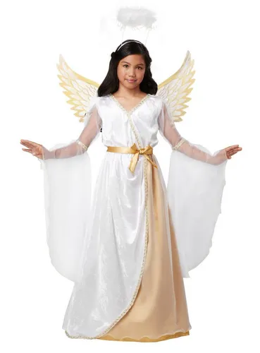 Metamorph Engel-Kostüm für Kinder - Himmlisches Schutzengel-Kostüm - Wunderschönes Engel-Kostüm für Kinder mit Kleid, Flügeln und Heiligenschein. Ideal für Weihnachten und Krippenspiele, aus 100% Polyester und für Kinder ab 6 Jahren geeignet.