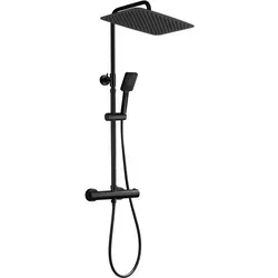 JOHO Regendusche Duschsystem mit Thermostatarmatur in Matt Schwarz