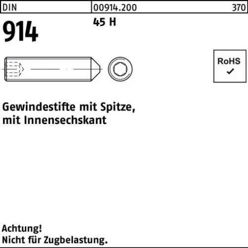 200er PACK(Stk)  000914120000100012 Gewindestift DIN 914 m.Spitze/Innensechskant
