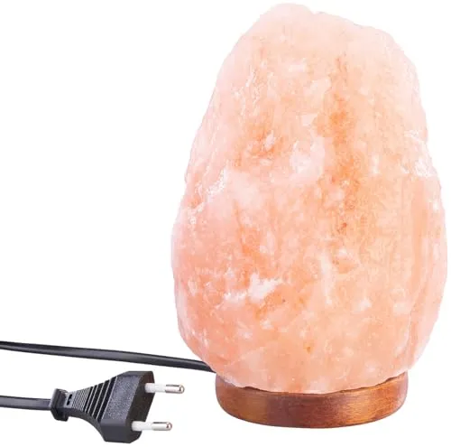Lunartec Salzlampe: LED-Salzkristall-Lampe mit Echtholzständer, LED-Leuchtmittel, 2-3 kg (Salzstein, Salzleuchte, Wohnzimmerleuchten)