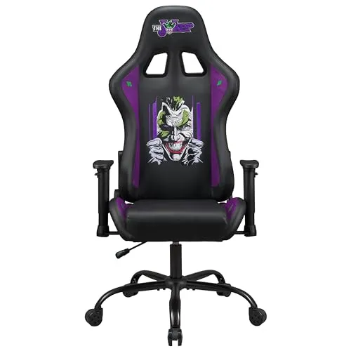 SUBSONIC Joker - Gaming Stuhl oder Bürostuhl, Gamer Sessel für Erwachsene, Bequeme Sitzfläche, integrierte Kopfstütze, Armlehnen und Höhe verstellbar, ergonomische Rückenlehne - Schwarz.