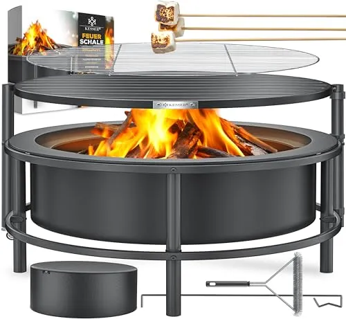 KESSER® Feuerschale mit Grillrost Ø65cm – Mobile Feuerstelle aus stabilem Stahl