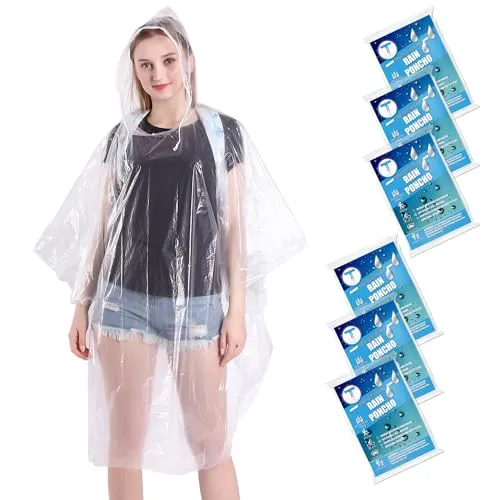 TUNCHMO 6 Stück Durchsichtig Regenponchos für Damen Herren