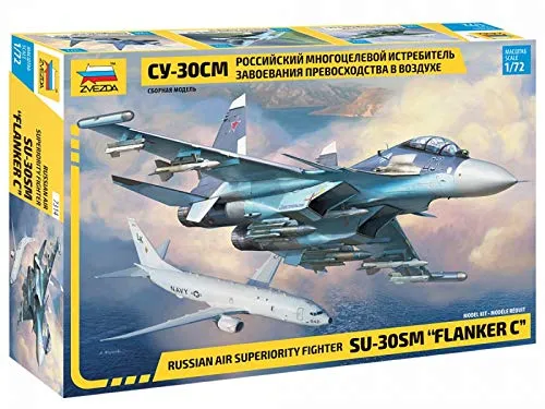 ZVEZDA 500787314 - 1:72 Sukhoi SU-30 SM - Detaillierter Modellbausatz - Luftfahrt-Modellbausatz für Einsteiger, einfach zusammenzubauen und detailreich, ideal für Modellbau-Enthusiasten.