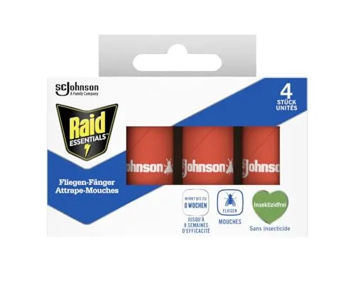 Raid (Paral) Fliegen-Fänger Classic, Klebefalle, Schutz vor fliegenden Insekten, 1er Pack (1 x 4 Stück)