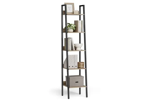 VASAGLE, Bücherregal, Leiterregal, 140/170 cm, Industrie-Design