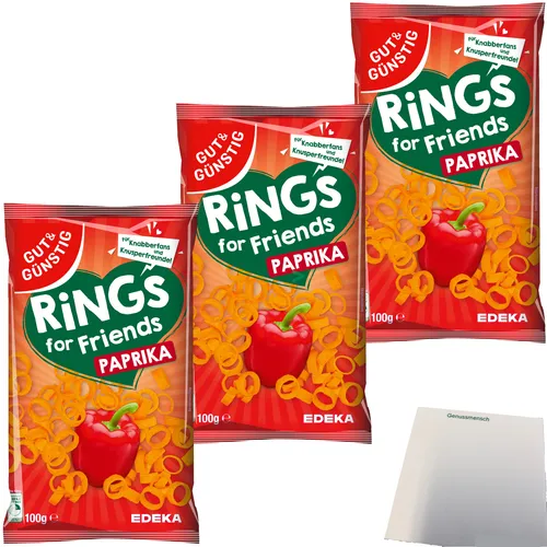 G&G Kartoffelringe Paprika für Knabberfans 3er Pack 3x100g Beutel usy Block