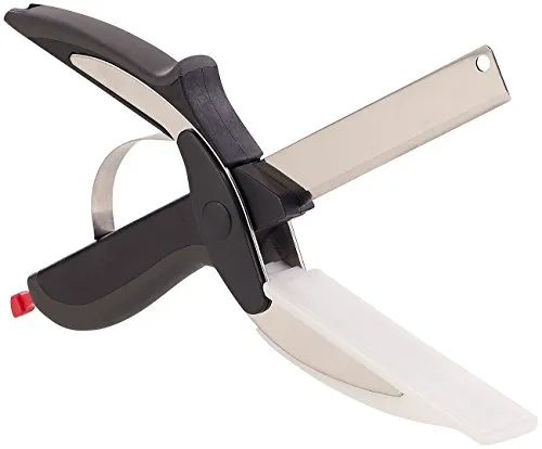 Rosenstein & Söhne 2in1 Küchenschneider-Schere mit Brett - Praktische Küchenschere mit integriertem Schneidebrett aus robustem Kunststoff. Ideal zum Schneiden von Gemüse, Obst und mehr. Hochwertige Edelstahl-Klinge, spülmaschinenfest und ergonomisch gestaltet für eine einfache Handhabung.